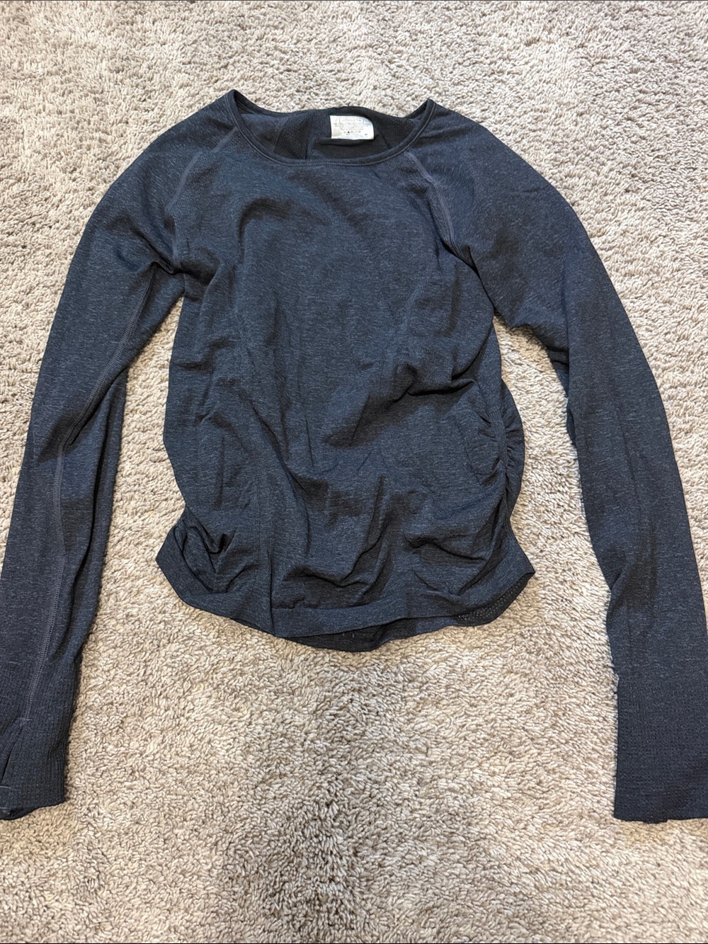 Athleta Charcoal Heather Long Sleeve Crew Top